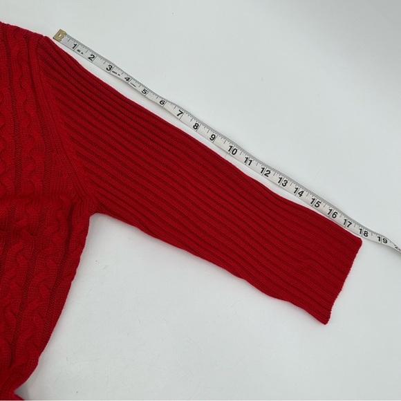 J HOWARD Red Sweater Dress Womens L Ribbed Cable Knit  Fit & Flare 3/4 Sleeves - Picture 6 of 10